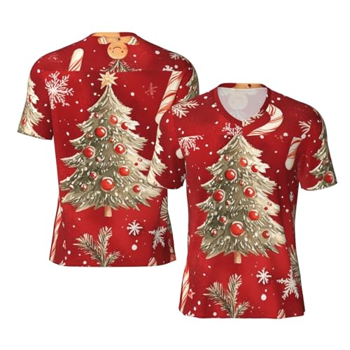 Stylish Athletic Sports Jersey Christmas-Tree-Snowflake-Ginger Men's Rugby Jersey 3X-Large