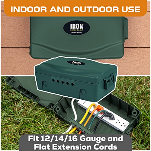 Iron Forge Weatherproof Water Resistant Extension Cord Connection Box, Outdoor Electrical Box, Outdoor Outlet Cover, Outlet Cord Cover Waterproof Landscape And Holiday Lightings - Green #TOP6