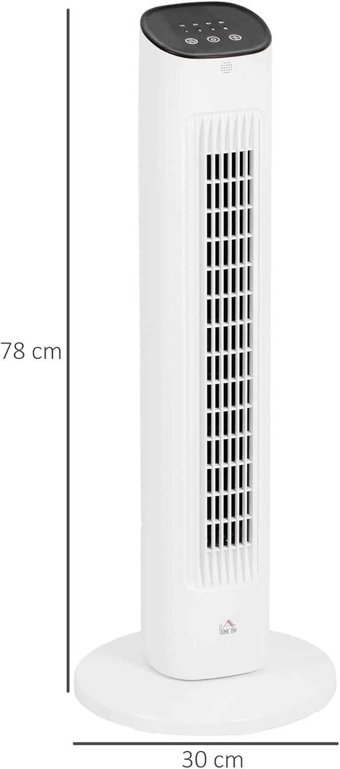 Diagram showing the dimensions of the HOMCOM Tower Fan: 78 cm height and 30 cm diameter
