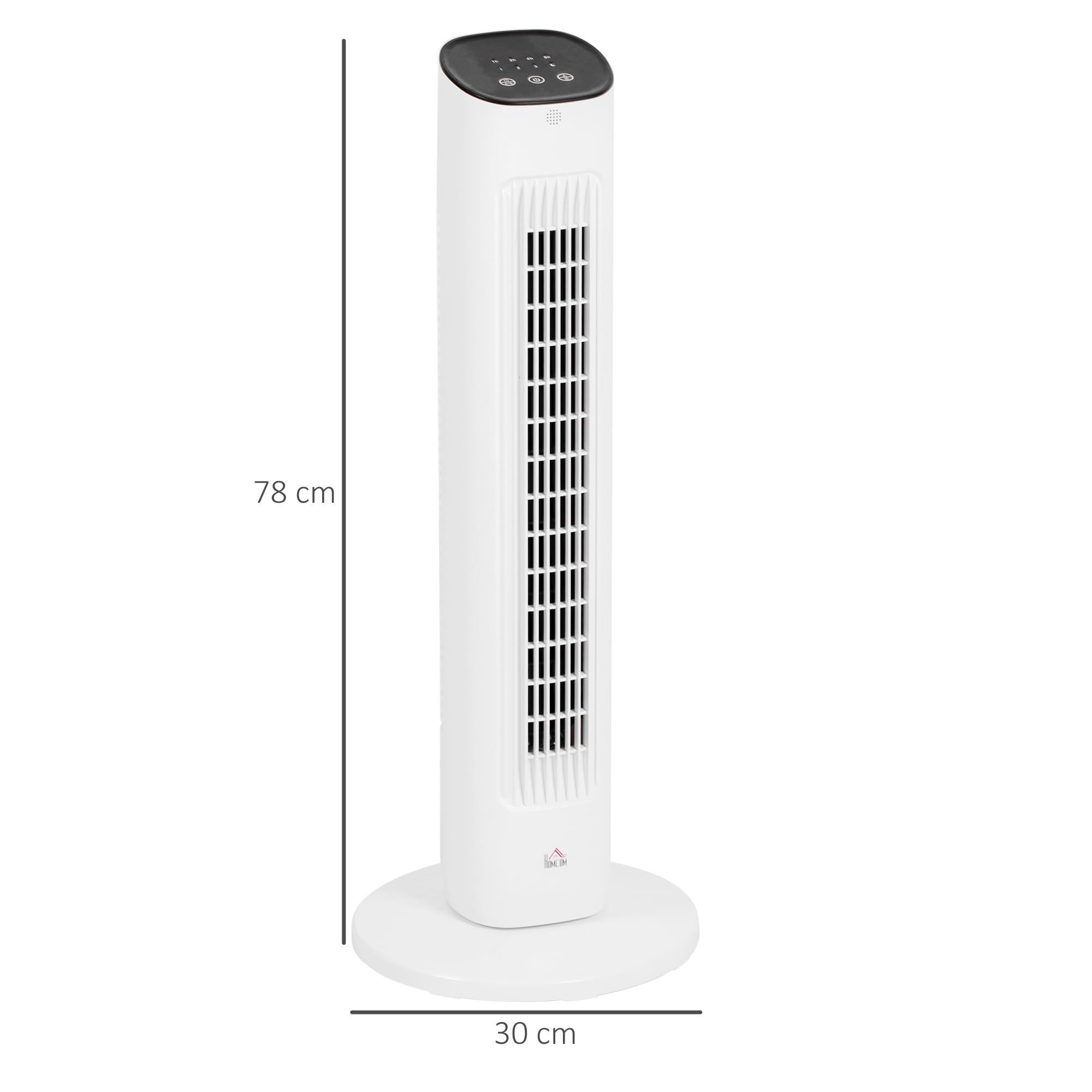 HOMCOM Ventilatore a Torre con Telecomando e 3 Velocità, Ventilatore a Colonna con Timer 15 Ore, Oscillazione e Modalità Silenzioso, Bianco