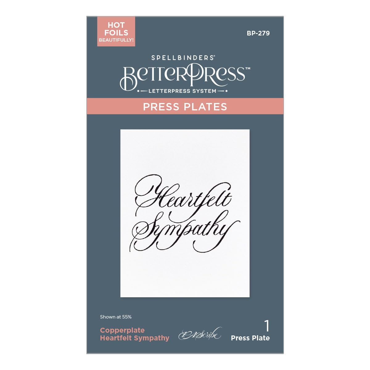 Spellbinders Copperplate Heartfelt Sympathy BetterPress Plate from the Copperplate Happy Everything Sentiments Collection by Paul Antonio