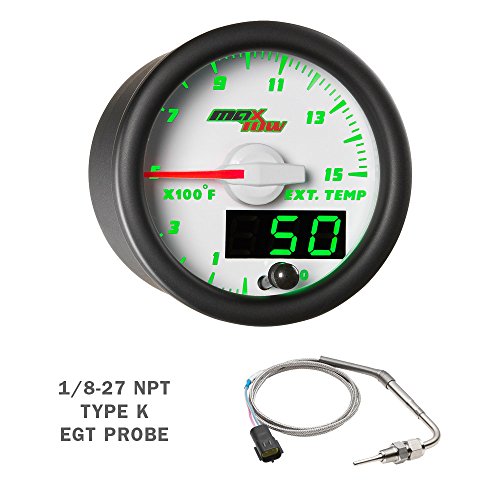 Maxtow Diesel Gauge Package Compatible With Dodge Ram Cummins 2500 3500 2003-2009 - White & Green 60 Psi Boost, 1500F Egt & 30 Psi Fuel Pressure Gauges - Factory Color Matched Triple Pillar Pod #TOP3