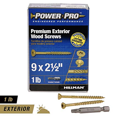 Power Pro 48599 Wood Screws, #9 X 2-1/2", Premium Outdoor Deck Screws, Rust Resistant, Epoxy Coated Bronze, 1Lb Box, 100 Pcs #TOP1