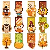 Whaline 48Pcs Thanksgiving Magnetic Bookmarks Fall Cartoon Pumpkin Maple Leaf Gnome Turkey Magnetic Page Markers Cute Pattern Page Clips for Autumn School Prizes Students Teachers Reading Gift