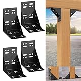 4x4 Post Base Pergola Brackets Kit (Inner Size 3.7x3.7 Inch) 4PCS Gazebo Kit Heavy Duty 90 Degree Corner Brackets with Flexible Hole Design Multi Mount Pergola Kit for Wood Concrete DIY