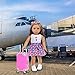 ZQDOLL American 18 inch Doll Clothes and Accessories - Travel Suitcase Play Set Including Suitcase Clothes, Shoes, Sunglasses, Camera, Unicorn Pillow, for 18 inch Doll(No Dolls)
