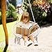 Produktbild Kinder Hängesessel, Klein Hängestuhl Hängematte Hängesitz Nestschaukel Garten-Schaukel Tellerschaukel Beige Schaukel für Kinder Drinnen Draußen Kinderzimmer(Belastbarkeit bis 100 kg inkel.)
