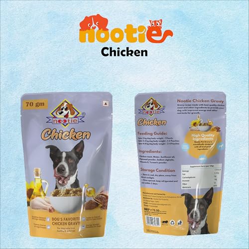 Image of Nootie Dog's Favorite Chicken Gravy-(70g) Natural Ingredients, Easy to Digest, Enhances Dog Food Gravy for Dogs, Dog Chicken Gravy, Wet Gravy for Dogs, Dog Food Topper (Pack of 3x70g)
