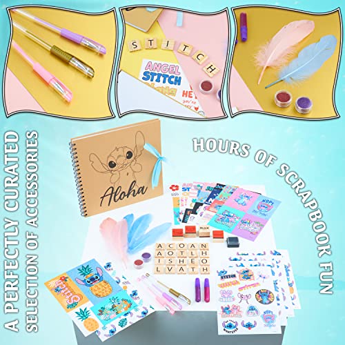 Disney Stitch Scrapbook Kit for Kids DIY Kit with Wito Scrapbook DIY Scrapbooking Accessories Stickers Stamps Gel Pens Glitter Girls Art Set Stitch Gifts for Girls - image 3