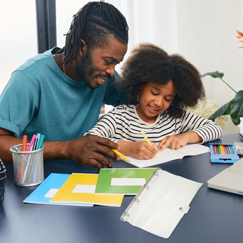 PATIKIL Capa de fichário A4, 4 fichários redondos protetores de papel PVC para pasta de caderno de r