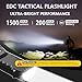 MAKDAK EDC Tactical Flashlight Rechargeable - 2PARK Digital Display High Lumens Pocket Light,5+4 Modes with UV Red White LEDs,Stainless Steel and IPX4 for Everyday Carry,Camping,Emergency