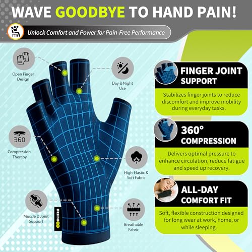 Compression Arthritis Gloves for Women and Men, Fingerless Rheumatoid Arthritis Carpal Tunnel Pain Relief Gloves, Hand Support Wrist Brace for Tendonitis Swelling Crocheting Typing Neuropathy Pink M