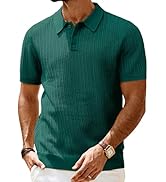 PJ PAUL JONES Mens Polo Shirts Short Sleeve Textured Knit Polo Shirt Ribbed Casual Golf Shirts