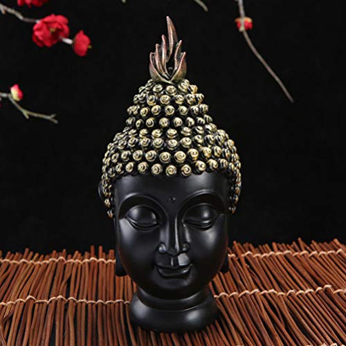NICEXMAS Estátua da Cabeça de Buda Meditando Asiático Zen Interno Estátua Religiosa Colecionável Est