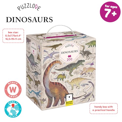 Puzzlove Dinosaurs 200 Teile Lernpuzzle für Kinder 7+, Bodenpuzzle Dinosaurier