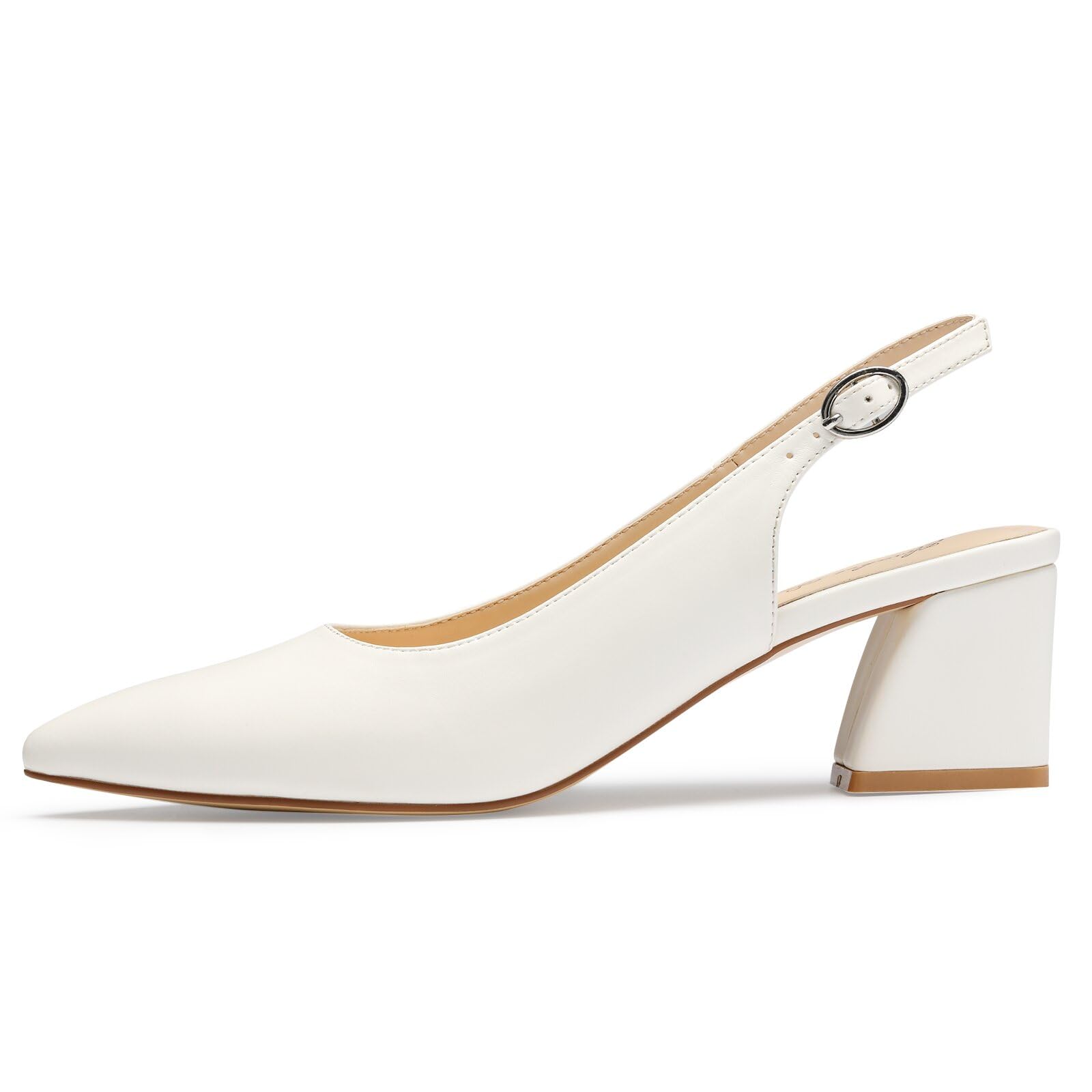GENSHUO Scarpe da Donna con Tacco Basso e Spesso, con Punta Chiusa e Cinturino Posteriore, 6 cm, per Ufficio, Matrimonio, Festa