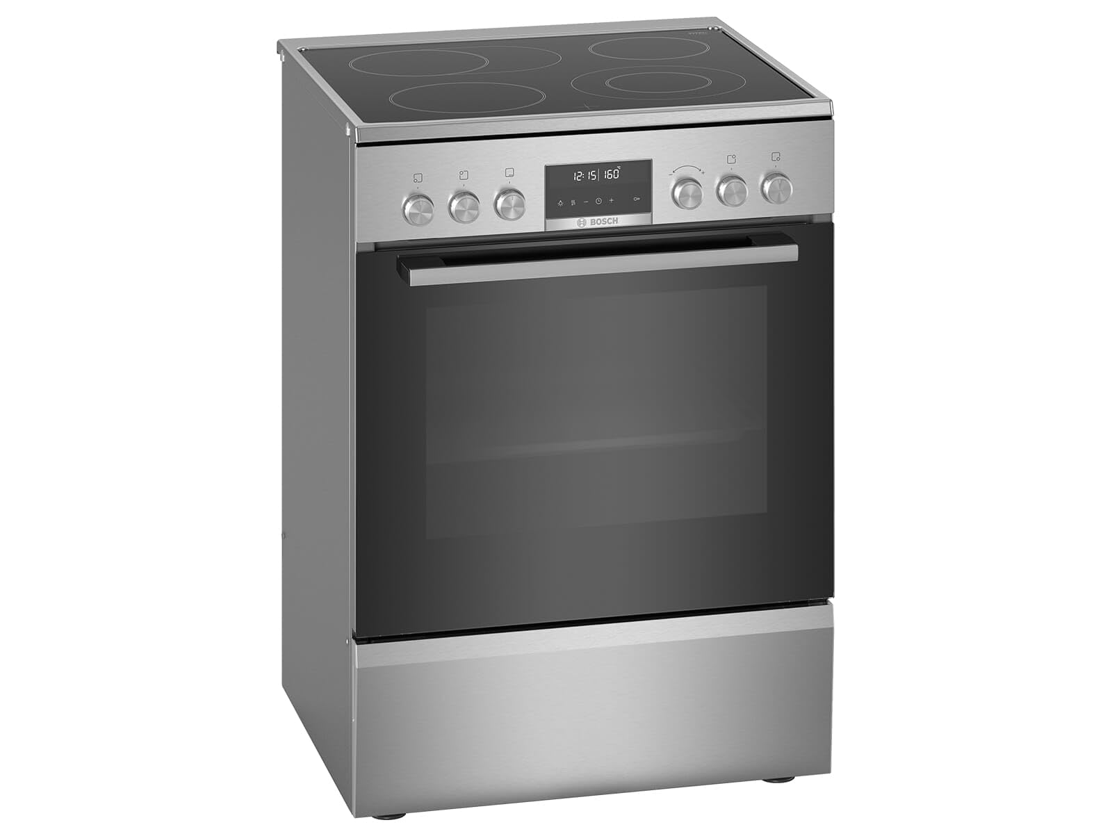 Bosch Serie 6 HKS79U250 piekarnik i kuchenka czarna, srebrna płyta z indukcyjną strefą A - Piece i kuchenki (kuchenka, czarna, srebrna, obrotowa, dotykowa, stal nierdzewna, przód, 1,2 m)