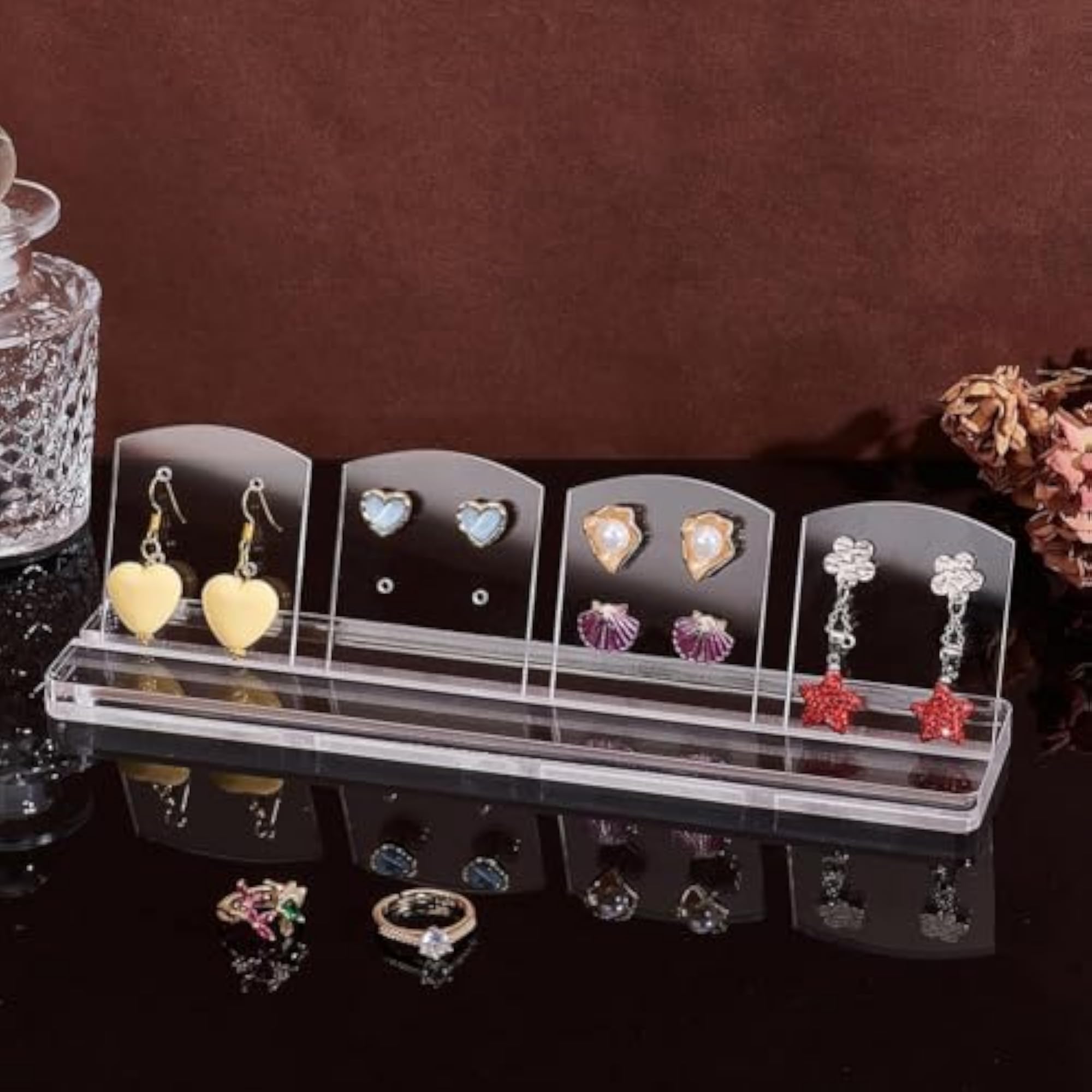 Acrylic Earring Stand with 4 Stud Cards