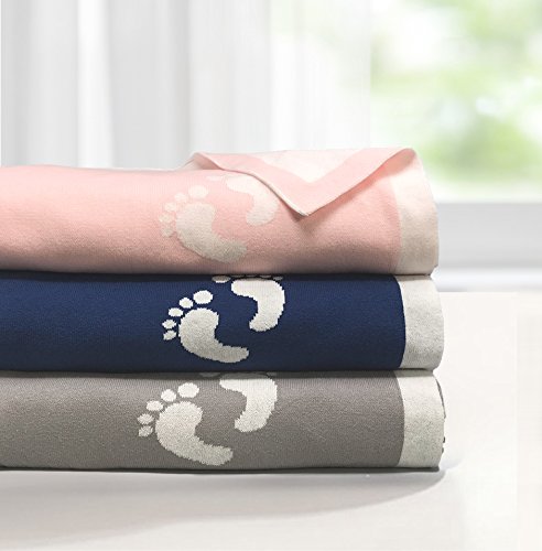 Vogue 100% Cotton Knit Footprint Baby Blanket 30"X40" (French Blue) New For 2021 Spring & Summer #TOP1