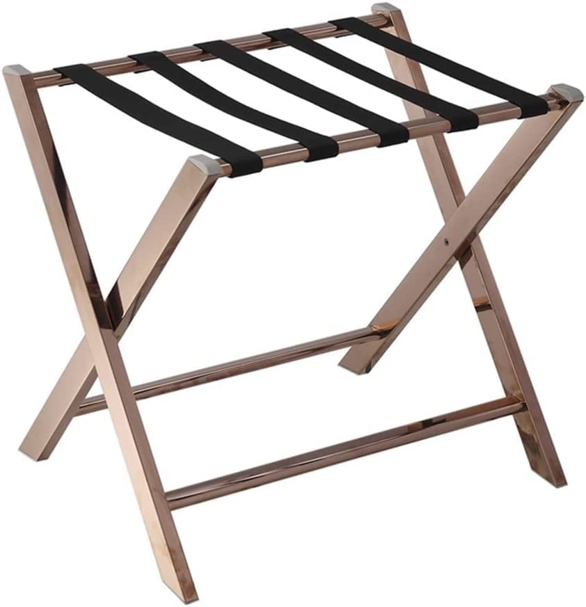 bingomiynhg Portaequipajes para habitación de huéspedes, Soporte Plegable para Maleta, Soporte para Maleta con Respaldo, Correa de Nailon de Acero Inoxidable, Estante para Colocar en la Percha