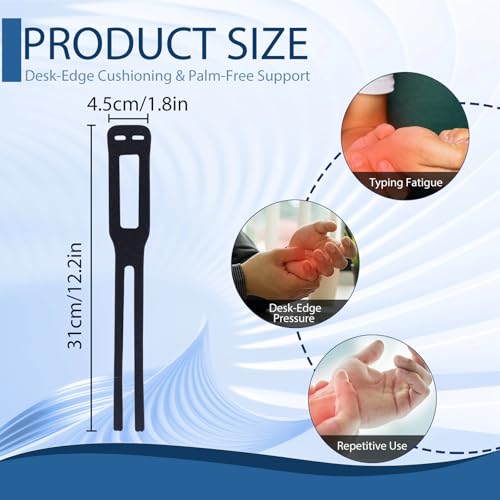 ZPTEE 2 Pcs Wrist Support for Typing & Mouse, Dual-Strap No-Palm Compression Strap,Right/Left Desk-Edge Relief Cushion, Carpal Tunnel & Tendonitis Support for Office, Gaming, Travel & Gym