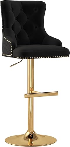 Miniatura 31 de ABET Juego de 2 taburetes de bar, taburetes de altura de mostrador con reposapiés, silla giratoria ajustable de terciopelo para isla de cocina con