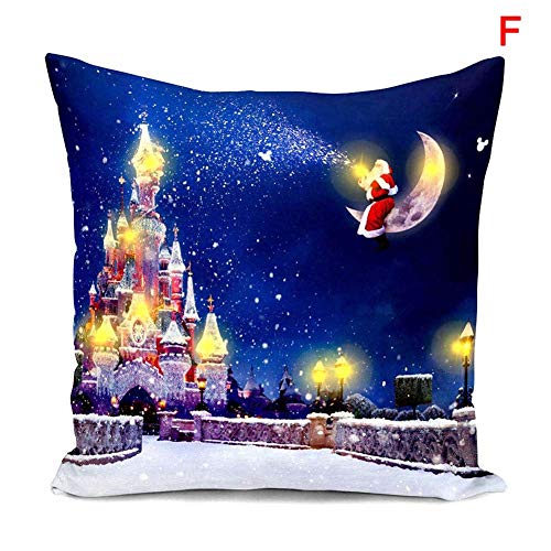 Baifeng Funda de Cojín Iluminación LED 45x45cm Suave Decoración Navidad para Oficina Coche Café - F