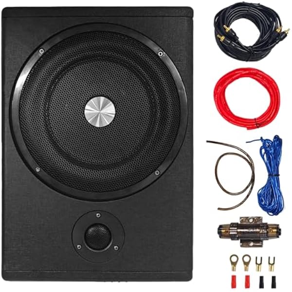 Aktywny subwoofer, ultrapłaski subwoofer samochodowy, odpowiedni do samochodu/ciężarówki, ze zintegrowanym wzmacniaczem, możliwość montażu pod siedzeniami, maksymalna moc 1500 W, kompaktowy