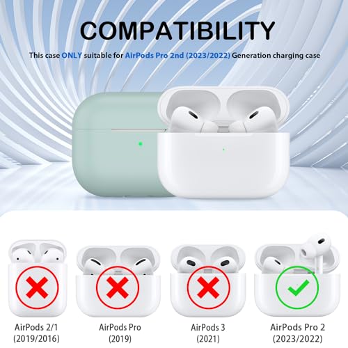 MHYALUDO Compatible with AirPods Pro 2nd Generation Case Cover, Anti-Fall Soft Silicone Shock-Absorbing Compatible with AirPods Pro Case Skin Touch with Lanyard and Cleaning Kit, Turquoise - Image 5