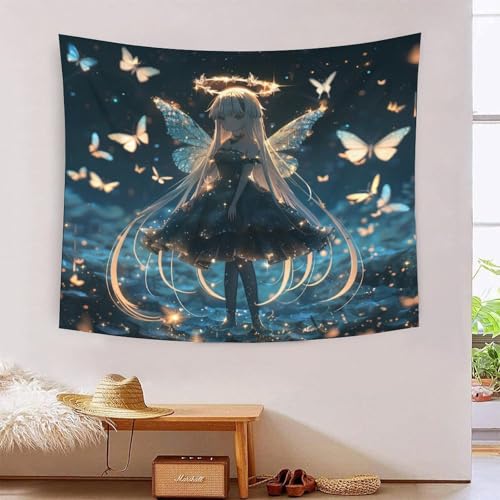 Manta de pared con mariposas en 3D hecha de poliéster suave para decorar cuartos juveniles