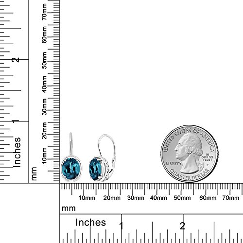 Gem Stone King 3.60 Cttw London Blue Topaz Dangle Earrings For Women | 925 Sterling Silver | Gemstone Birthstone | Oval 9X7MM3
