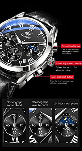 Image of OLEVS Mens Watches Stylish Chronograph Waterproof Luminous Silicon Strap Multifunction Watches for Men Business Men Wrist Watch