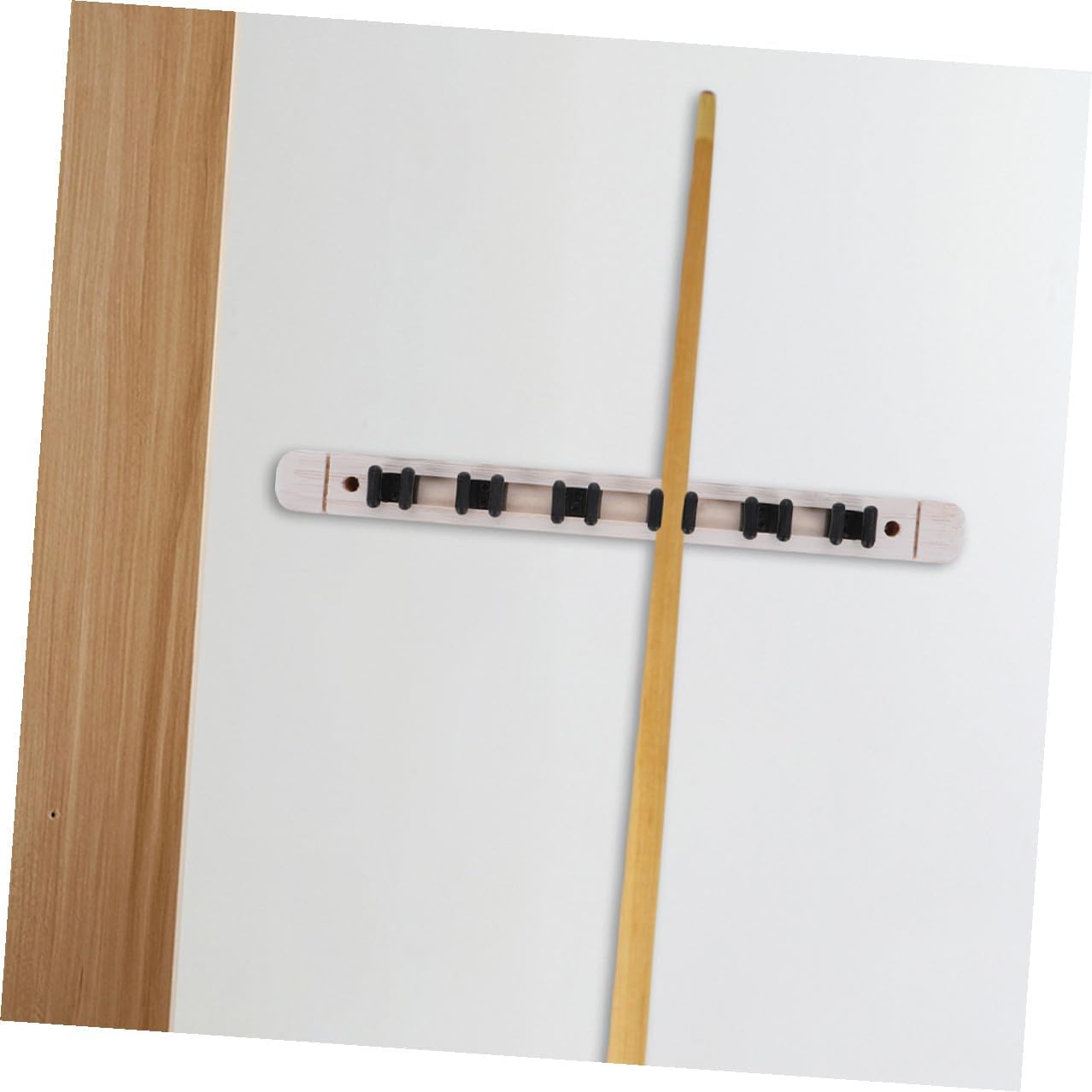 6-hole Solid Wood Billiard Cue Rack Wall Mount Pool Cue Holder with Slots White Finish 2 Pairs Pool Table Accessory and Organization