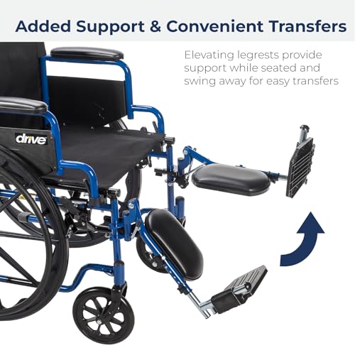 Image of Drive Medical Blue Streak Foldable Wheelchair, Leg Rests, 16 inch Seat