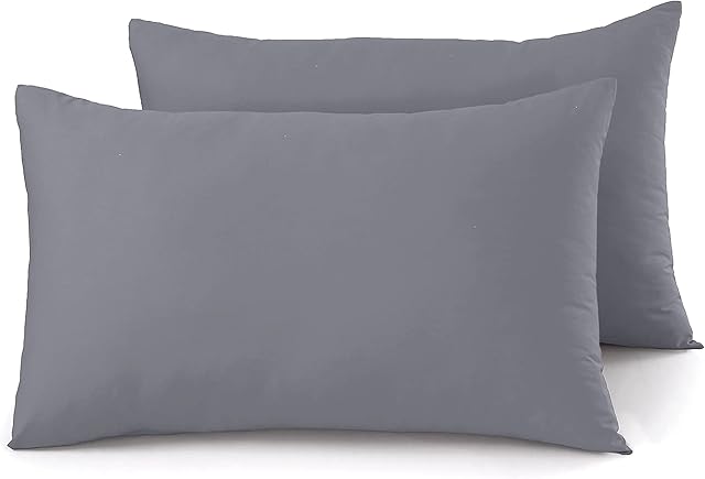 A ATH COLLECTION 100% Egyptian Cotton Pair OF Pillowcases 200 Thread Count Soft Pillow Cases 2 Pack (Gray)