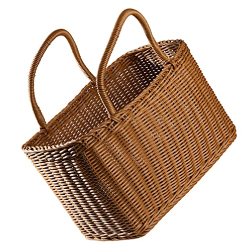 Didiseaon Baskets Wicker Storage Basket Household Storage Basket Picnic Basket Woven Basket with Handle Utility Basket Plastic Storage Bins