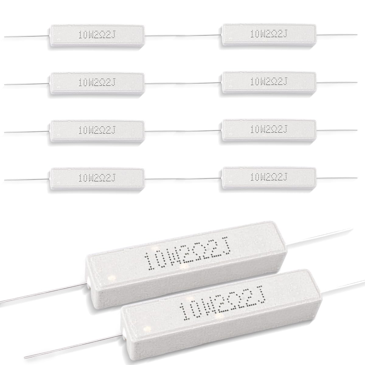 10 Pcs 10W 5% Tolerancia 2.2 Ohm Resistencia de Cemento Cerámico para Proyectos de Bricolaje