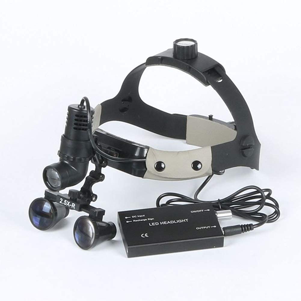 Lupas Binoculares con Lupa De 3.5 Aumentos, Faro Led De 3 W Y Diadema De Cuero con Luz.