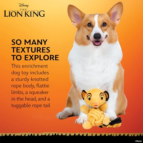 Disney Brinquedo para animais de estimação The Lion King Simba Knotty Rope Pet Toy com Squeaker, bri