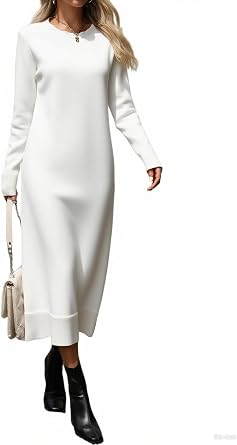 Long Sweater Dress for Women Loose Knitwear Striped Long Dresses Stylish Autumn and Winter Outfits