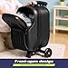 smilesun Foldable Ride On Scooter Suitcase with Front Opening, Lightweight Carry On Scooter Luggage for Adults, Teens & Kids（Black 20-inch）