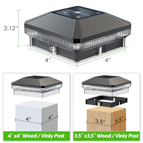 Image of 8 Pack Solar Post Cap Lights Outdoor, Brighter 40 LEDs with 3 Modes, Waterproof Deck Fence Post Lights Solar Powered for 3.5x3.5 and 4x4 Wood /Vinly Posts