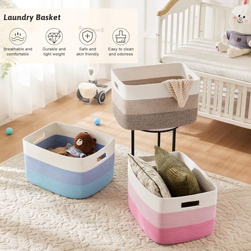 Artfeel Blanket Basket,Rectangle Woven Baskets For Storage,65L Laundry Basket For Decorative Nursery Blanket,Toys,Dirty Clothes And Magazine In Shelves,Baby Room,And Living Room thumb #5