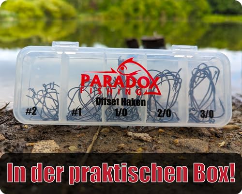 Foto von Paradox Fishing Premium Offset Haken Set 45 Stück I je 9X #2#1 1/0 2/0 3/0 I Dropshot Haken Cheburashka Haken