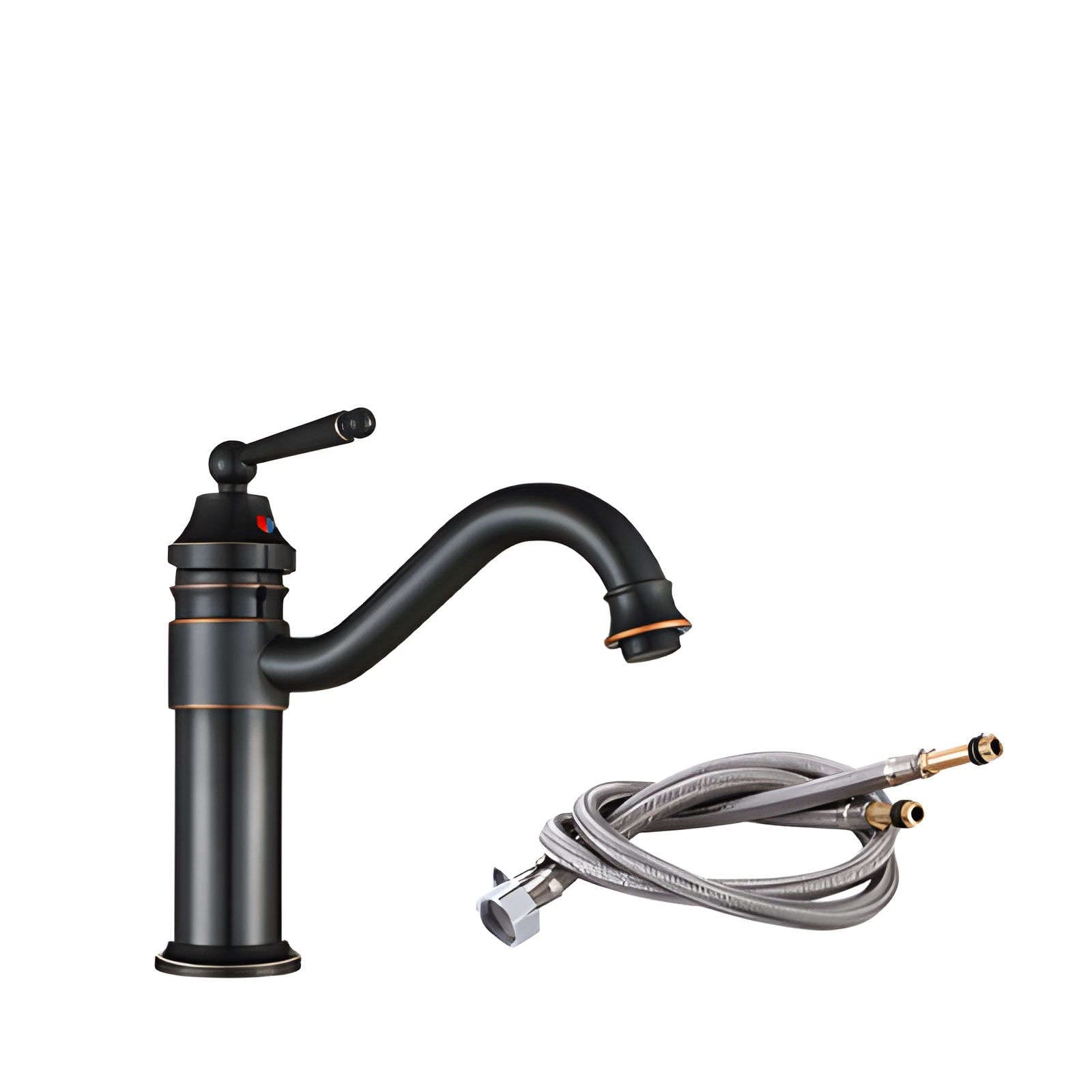Mitigeur de salle de bain noir et or robinet lavabo monotrou laiton