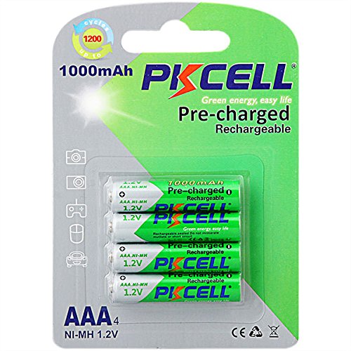 PK Cell RTU-NIMHAAA1000-4B 1.2V Precharged Low Self Discharge Rechargeable AAA Battery with 1000 mAh Pack of 4