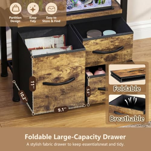 Image of Heybly 5-10Gal Fish Tank Stand with Drawer, Power Outlet,200lbs HAS002SSR-1
