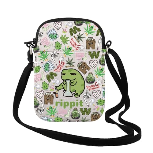 Sac à bandoulière Frog Cannabis 420Gift grenouille, idéal pour festivals et sorties