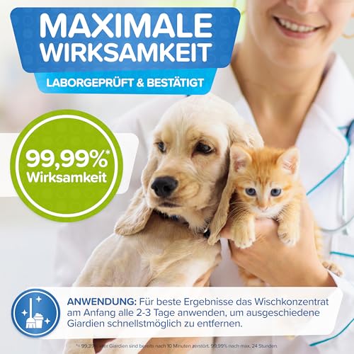 Patronus Giardien-Wischkonzentrat für Haustiere zur Desinfektion von Fußböden - 2 Liter Desinfektionsmittel zur Reinigung von Oberflächen gegen Giardien, Viren, Bakterien & Pilze