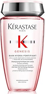 Kérastase Genesis Bain Hydra-Fortifiant Shampoo, Tratamento Fortificante Antiqueda por Quebra para Cabelos Finos e Oleosos, com Flor de Edelweiss e Raiz de Gengibre, 250ml